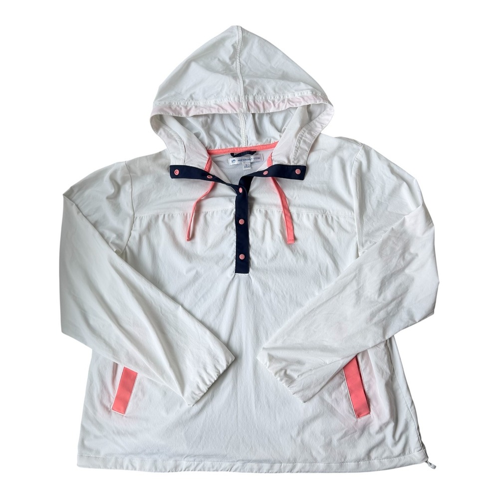 Southern Tide Women's Calie Colorblock Popover Rain Hoodie Large Light Weight - Picture 2 of 7